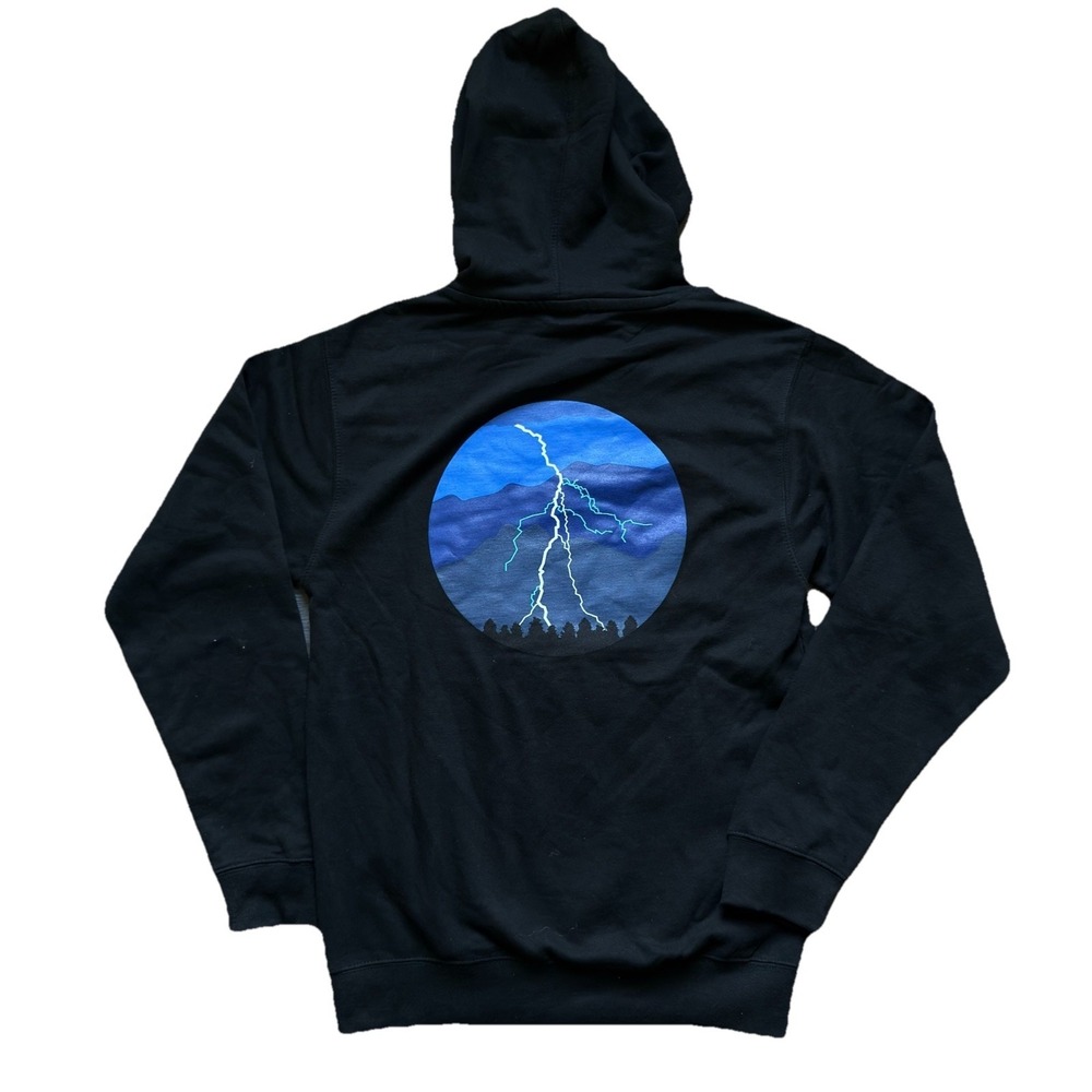 Vintage 10 Deep Lightning Hoodie Size Small Made In USA Skater Y2K Custom Print